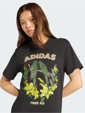 Adidas x FARM 100% Cotton Short Sleeve Crew Neck Graphic Teeshirt